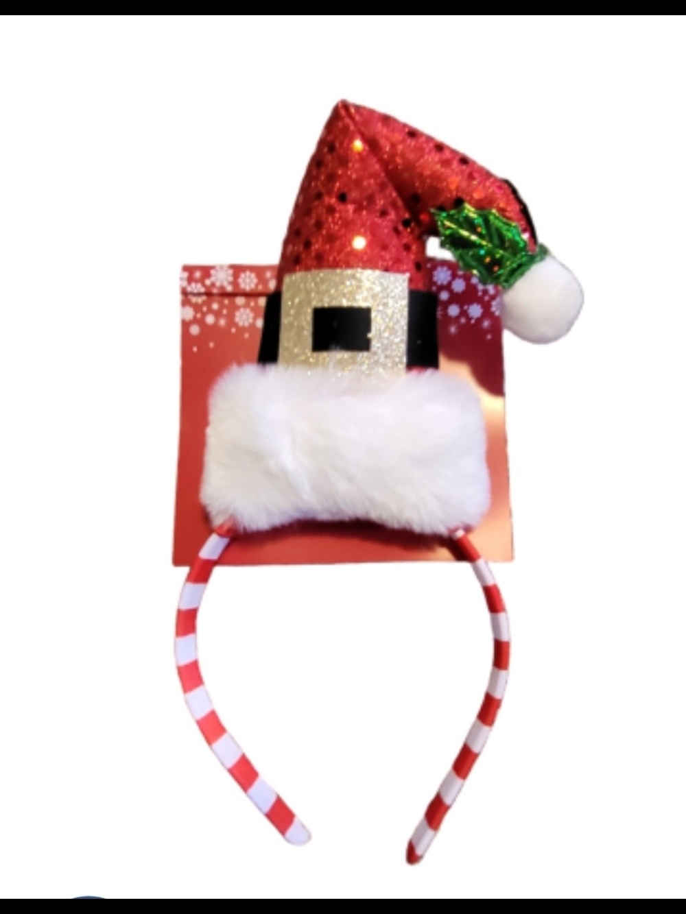 Festive Santa Hat Headband - Red, White, Gold - Picture 1 of 2